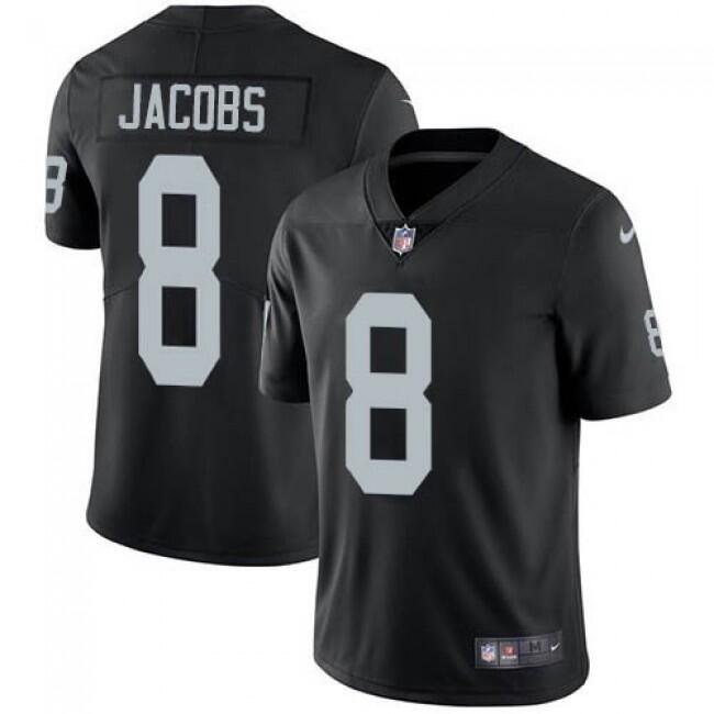 Men's Las Vegas Raiders #8 Josh Jacobs Black Vapor Limited Stitched Jersey Men's Las Vegas Raiders #8 Josh Jacobs Black Vapor Limited Stitched Jersey